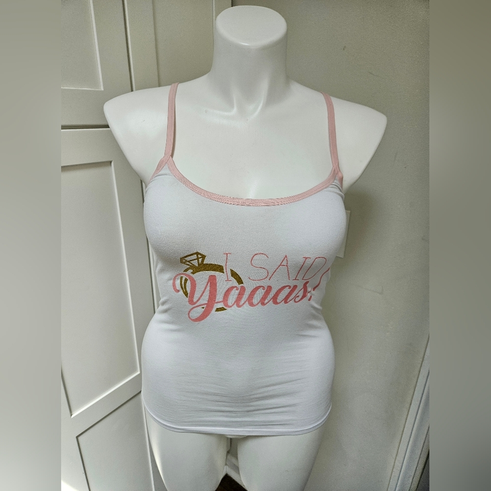 Undergirl “I Said Yaaaas” Bride Tank Top White Pink Women’s Large